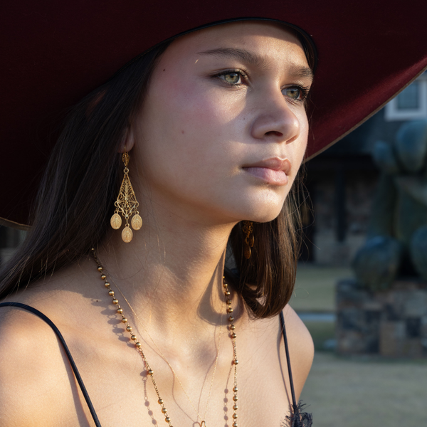 Alchemy Chandelier Earrings-Earrings-Good Tidings Style on body