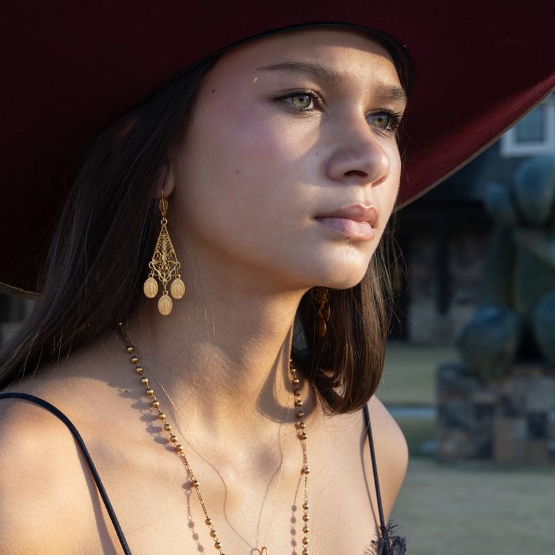 Alchemy Chandelier Earrings-Earrings-Good Tidings Style on body