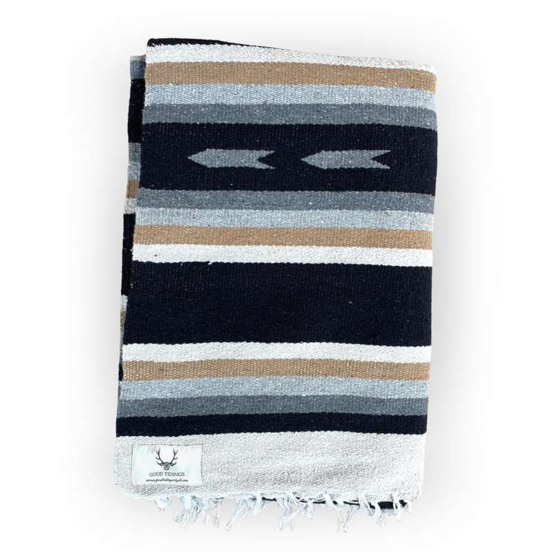Anna-Maria-Navajo-Style-Blanket-Black-Blanket on white background