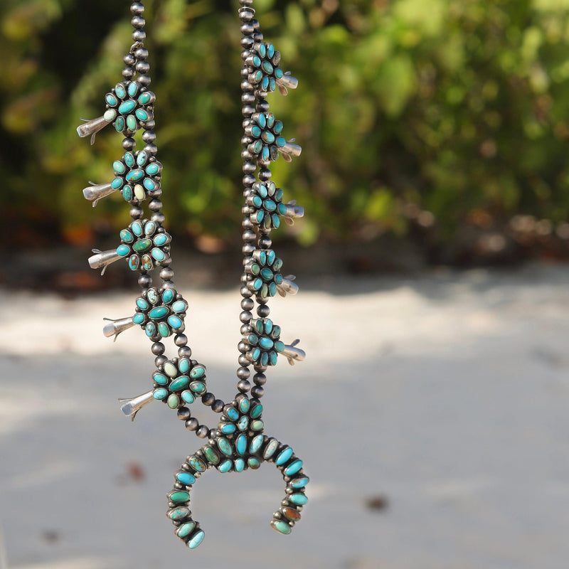 Authentic Native American squash Blossom necklace handmade by Pansy Johnson-Necklace-Good Tidings