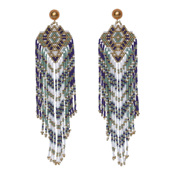 Azure Beaded Earrings-Earrings-Good Tidings