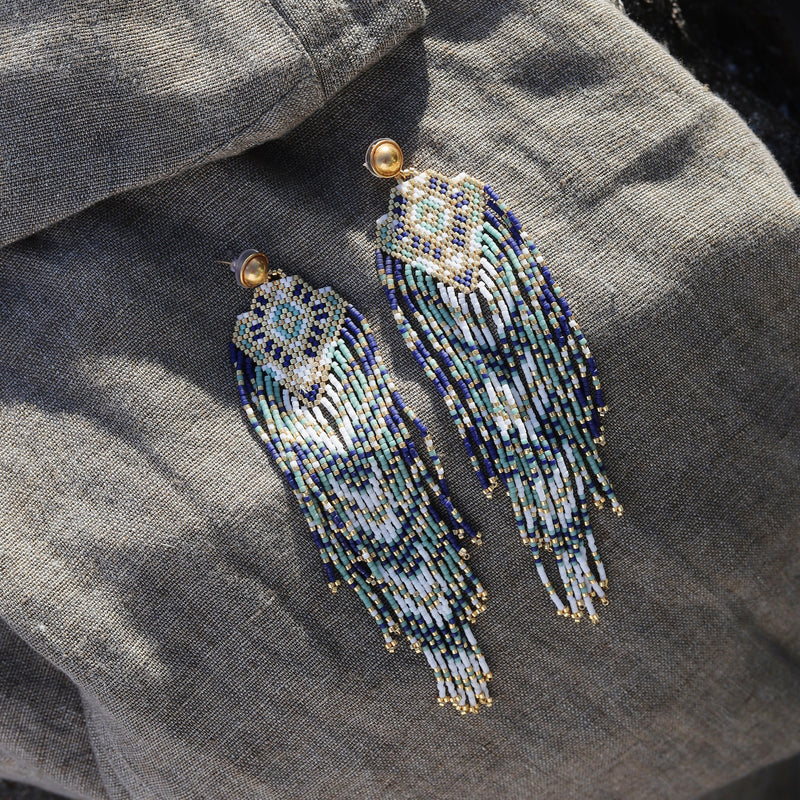 Azure Beaded Earrings-Earrings-Good Tidings