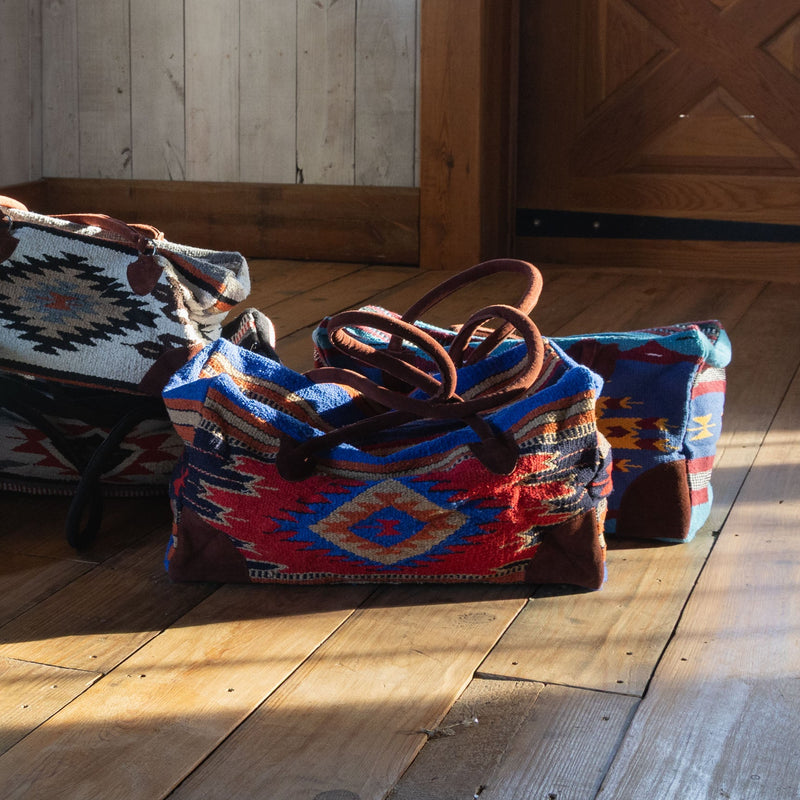 Byron Bay Boho Weekender Bag Inca-Weekender Bags-Good Tidings On wooden floor with other weekender bags