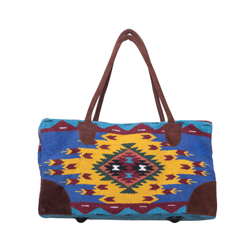 Byron Bay Boho Weekender Bag Kilim On White Background