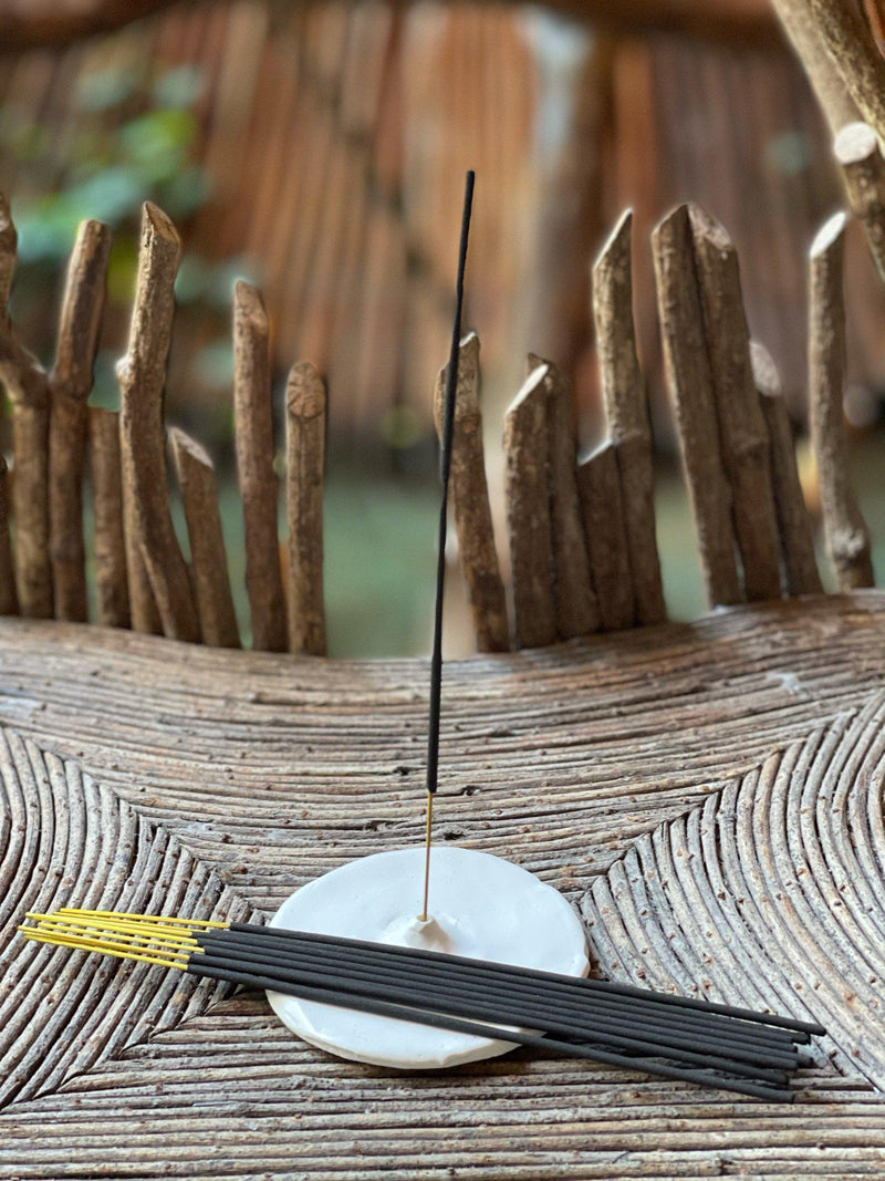 Ceramic Incense holder with Patchouli Insense - White-Good Tidings