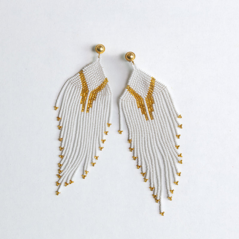 Divine Goddess Beaded Earrings On White Backround