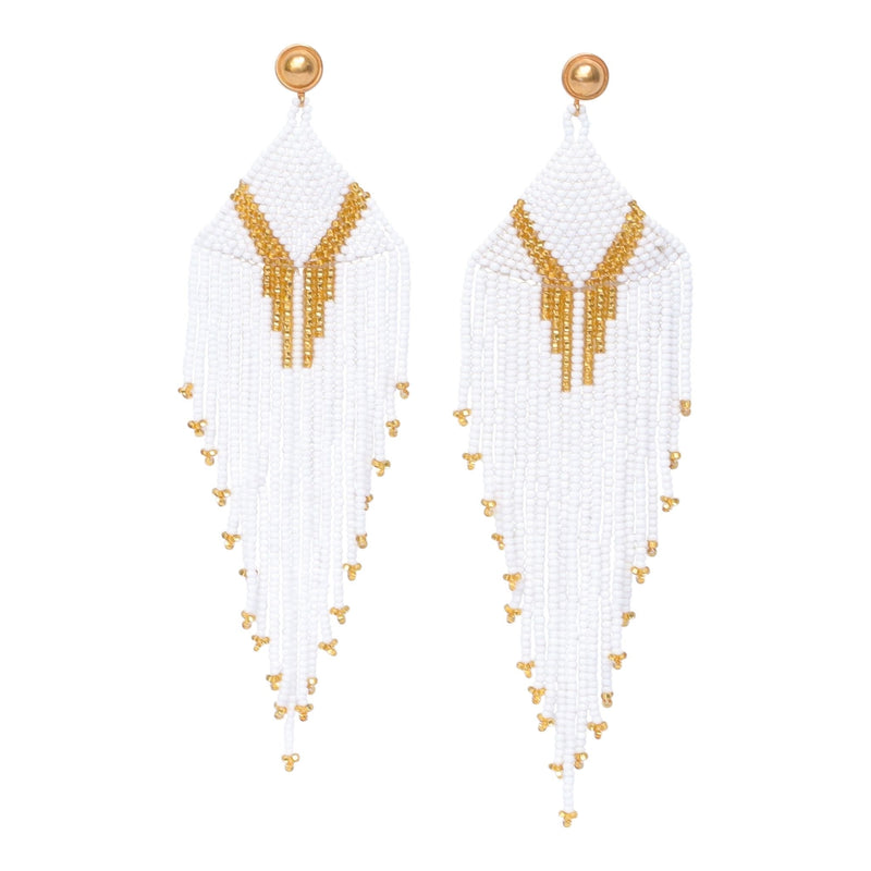 Divine Goddess Earrings Good Tidings Style on White Background
