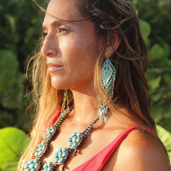 On Body Divine Turquoise Earrings Good Tidings Style