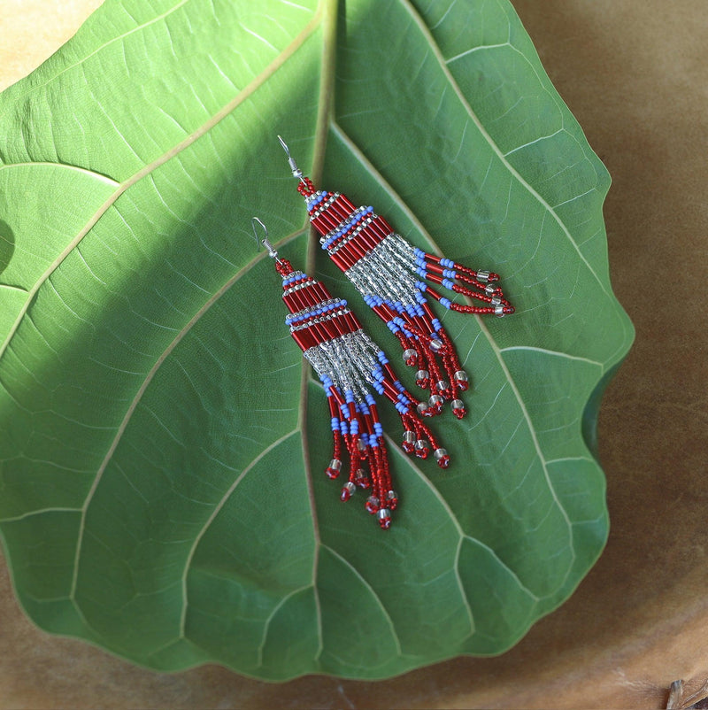 Encuentro Beaded Boho Earrings - Lady in Red-Earrings-Good Tidings