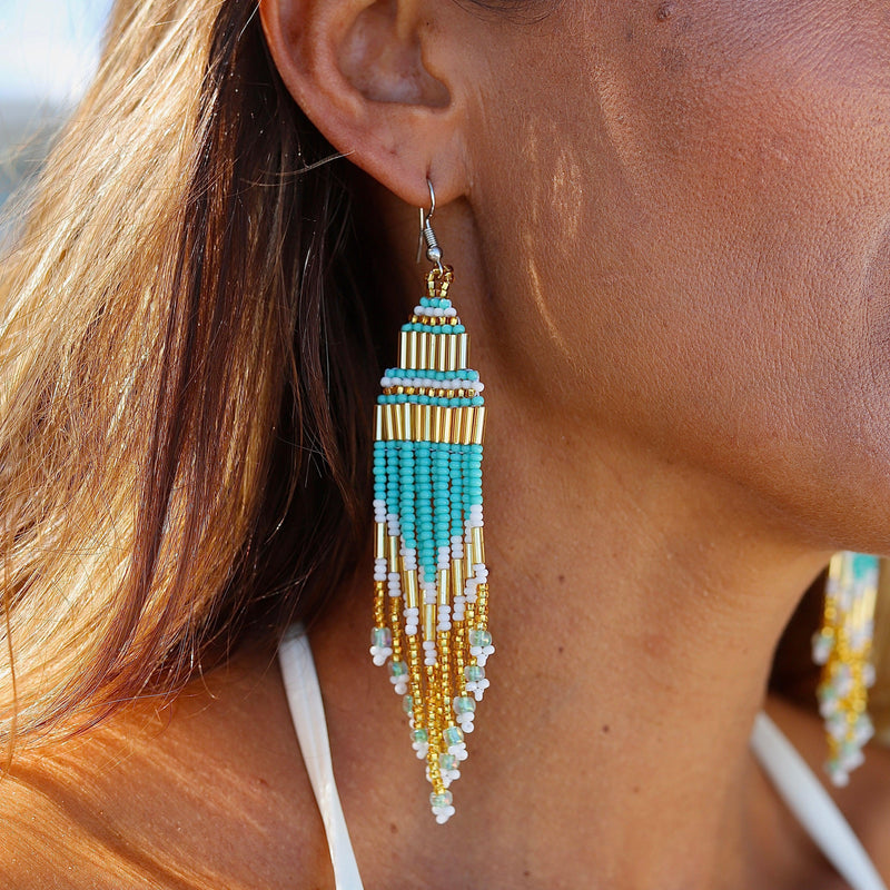 Encuentro Beaded Boho Earrings - The Blue Tide Turquoise