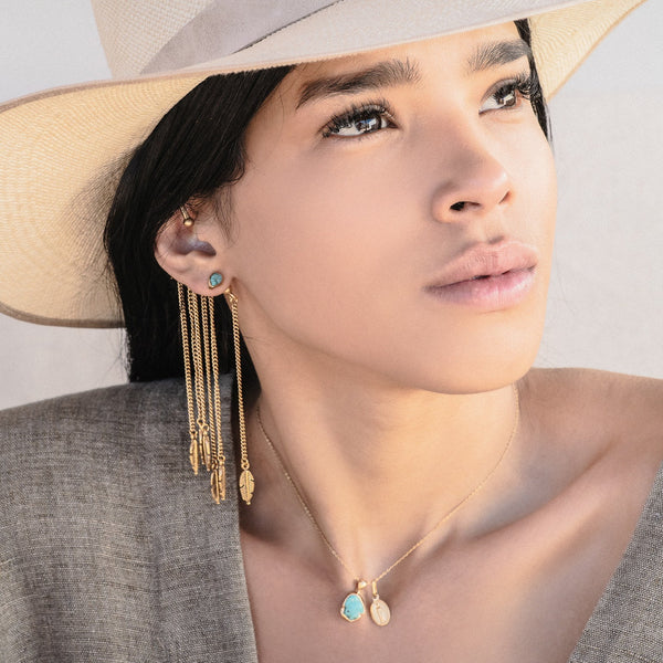 Healing Turquoise Studs-Earrings-Good Tidings on body