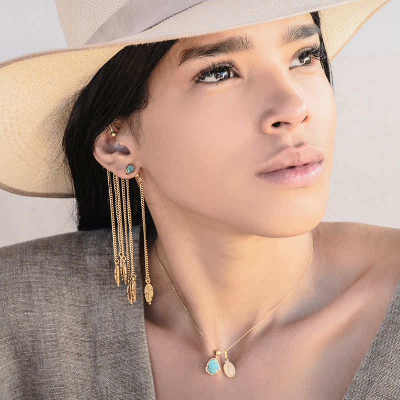 Healing Turquoise Studs-Earrings-Good Tidings on body