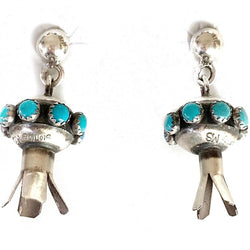 Navajo Turquoise and Sterling Silver Squash Earrings-Apparel & Accessories-Good Tidings