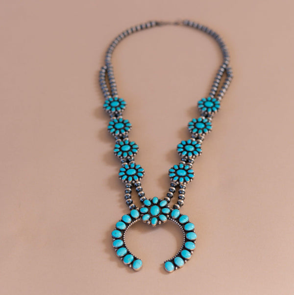 One of a Kind squash blossom necklace, handcrafted by Sheila Tso.-Necklace-Good Tidings