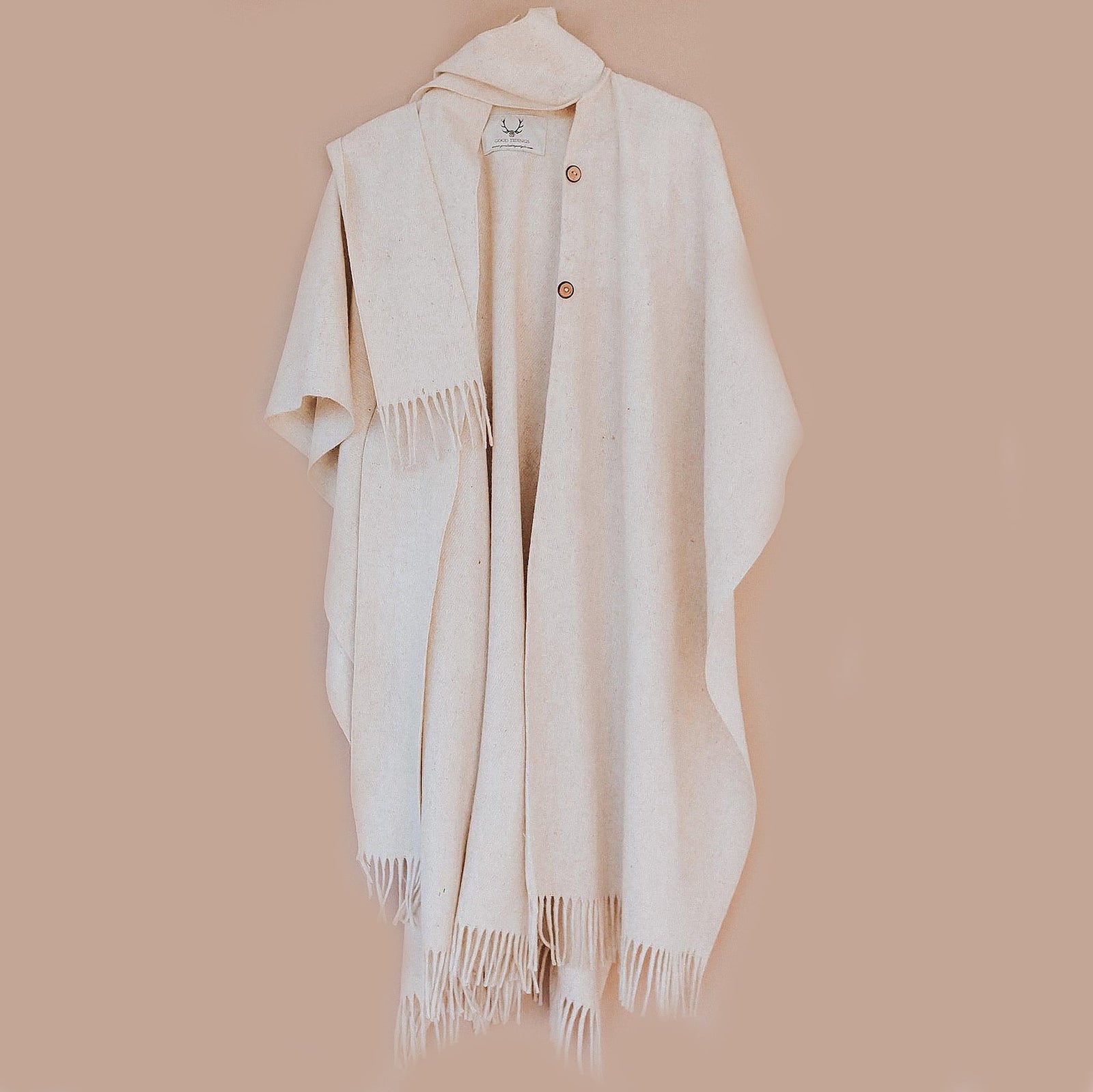 Sanctuary Wool button-front Cape Off White