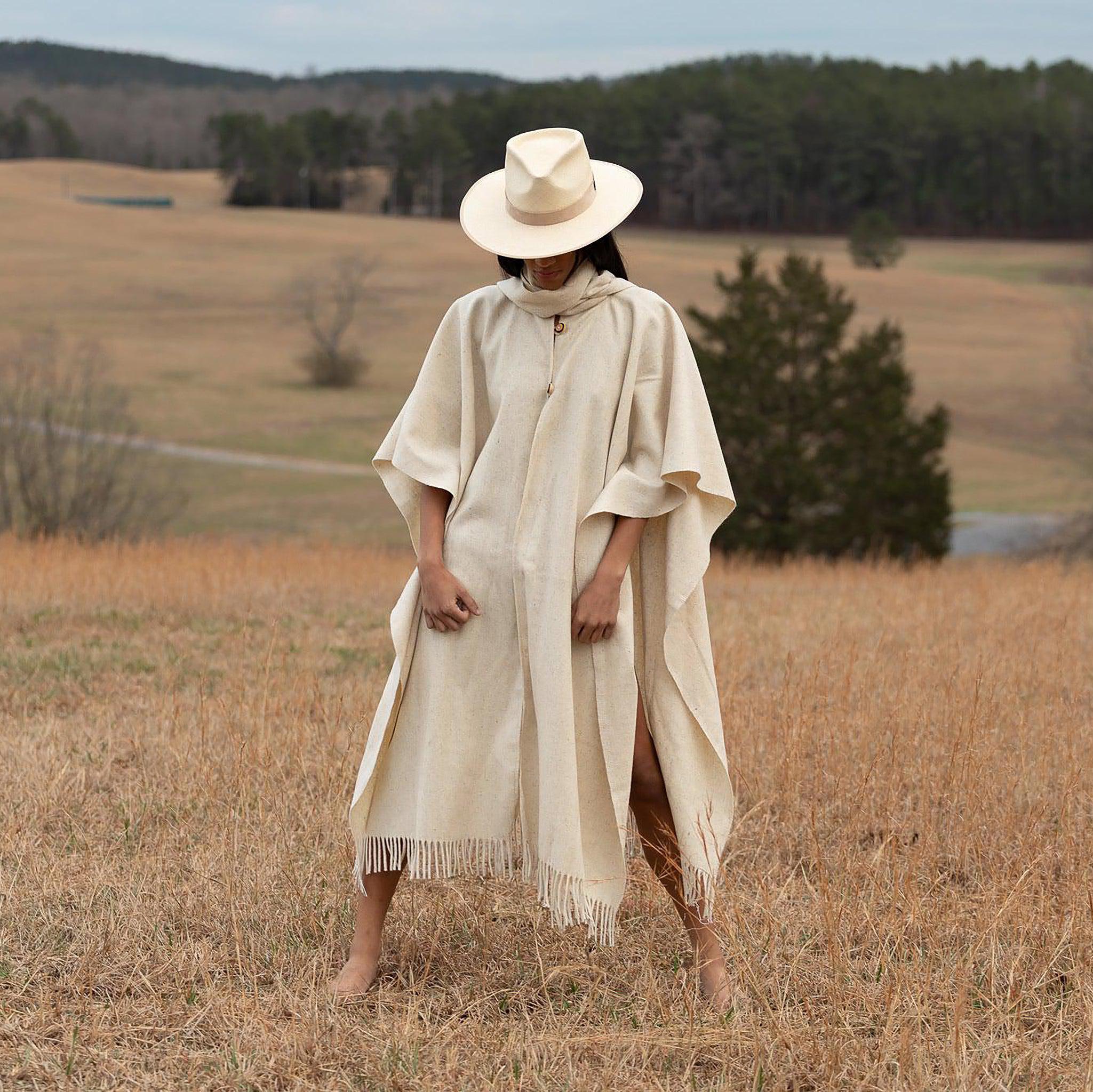 Sanctuary Wool button-front Cape Off White