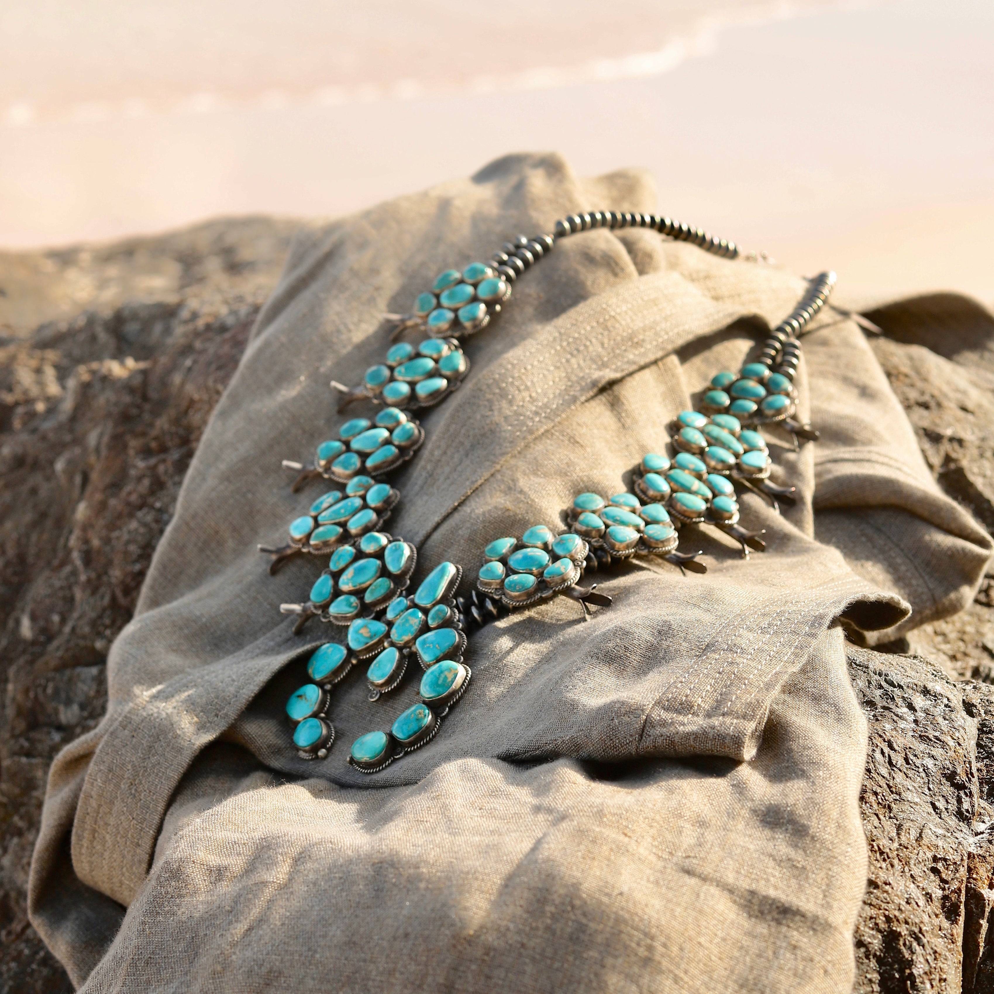 The Blue Tide Squash Blossom Necklace - Main Image