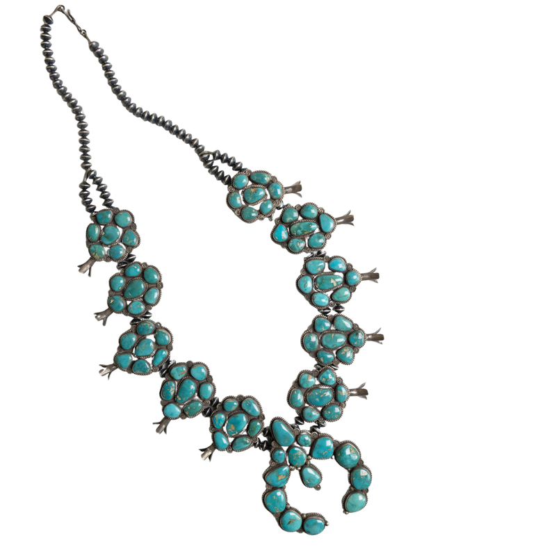 The Blue Tide Squash Blossom Necklace On White Background