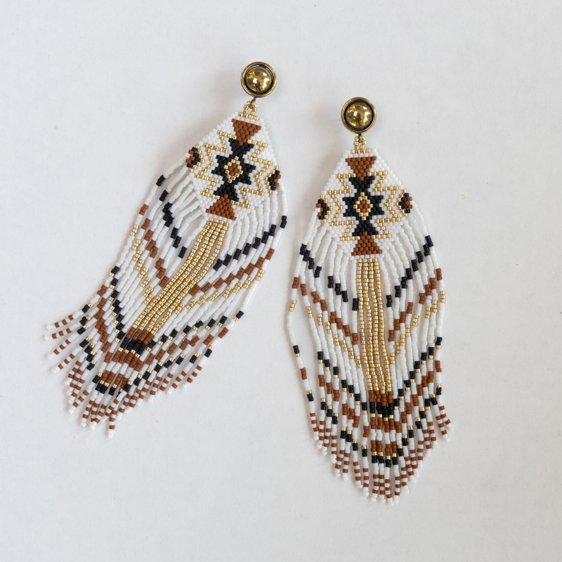 Tribal Beaded Earrings-Earrings-Good Tidings Style on white background