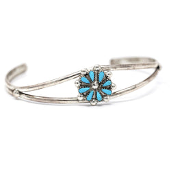 Turquoise and Sterling Silver Flower Bracelet-Bracelet-Good Tidings