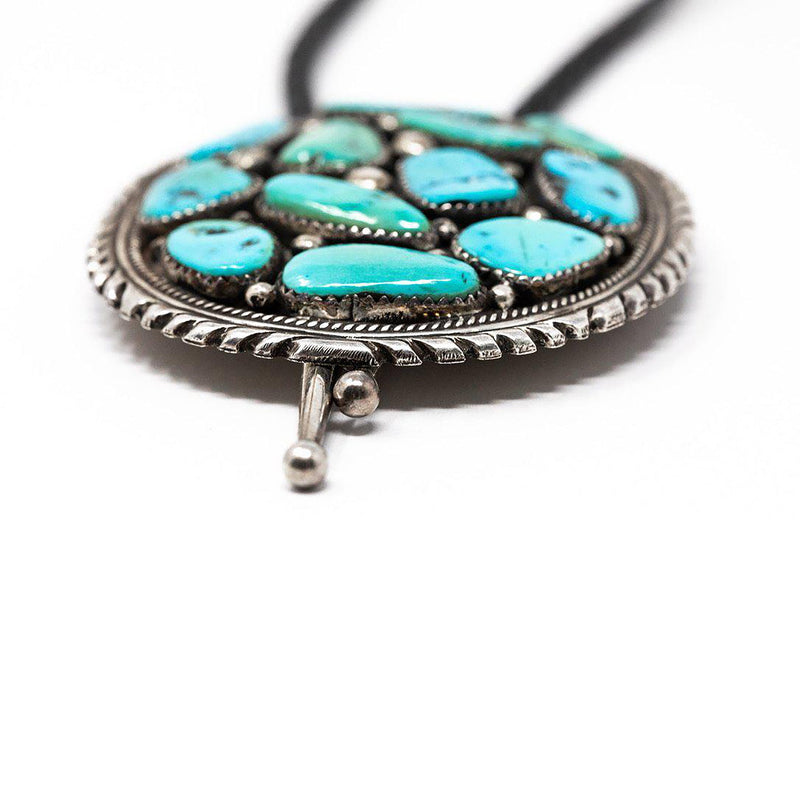 Vintage Navajo Turquoise and Sterling Silver Bolo Tie-Necklace-Good Tidings