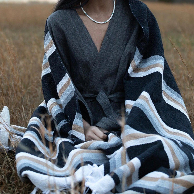 Anna Maria Navajo Style Blanket - Black-Blanket-Good Tidings