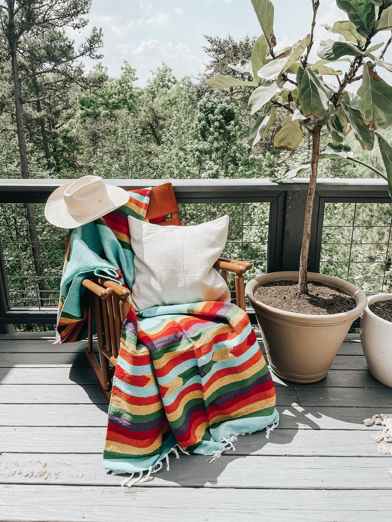 Anna Maria Navajo Style Blanket - Teal-Blanket-Good Tidings