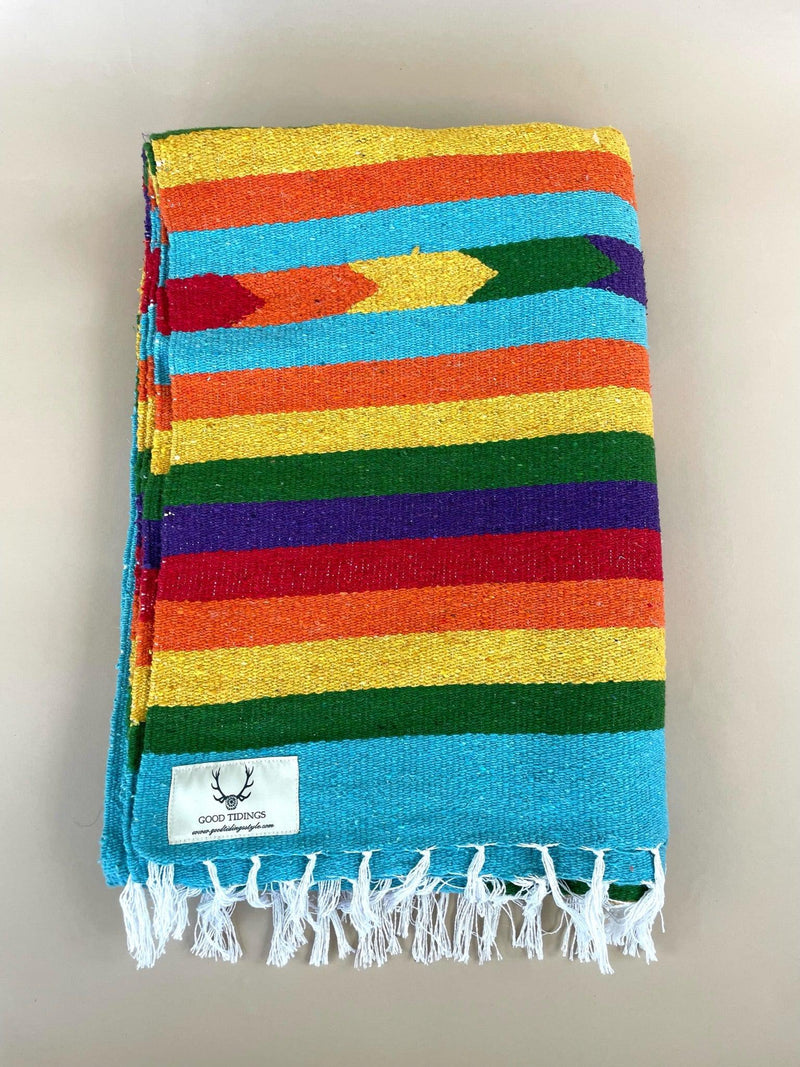 Anna Maria Navajo Style Blanket - Teal-Blanket-Good Tidings