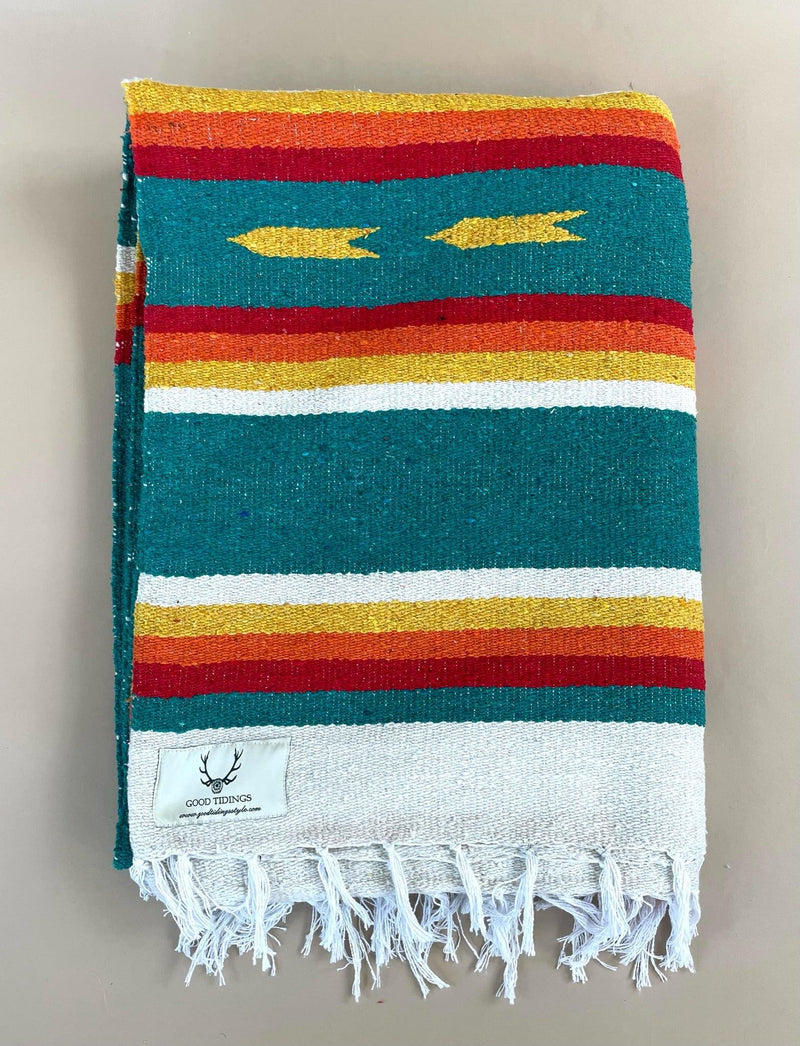 Anna Maria Navajo Style Blanket - Turquoise-Blanket-Good Tidings