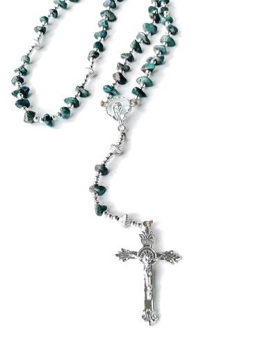 Authentic Turquoise and Sterling Silver Rosary Necklace 30".-Apparel & Accessories-Good Tidings