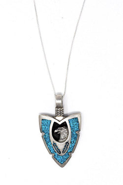 Eagle Turquoise and Sterling Silver Pendant Necklace-Necklace-Good Tidings