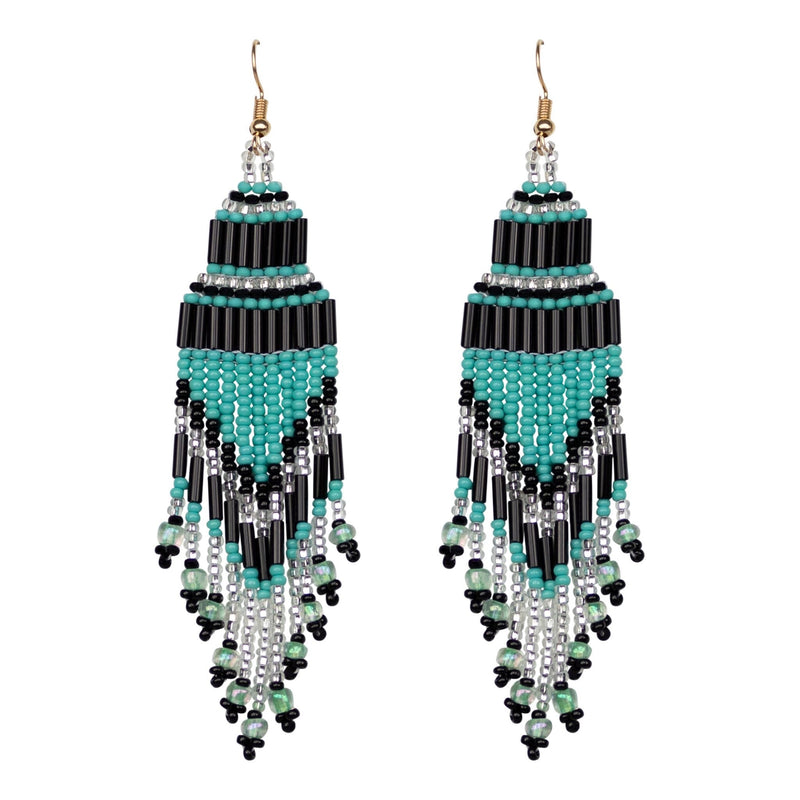 Encuentro beaded Boho earrings - Black Turquoise-Earrings-Good Tidings