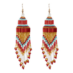 Encuentro beaded Boho earrings - Carmine Red-Earrings-Good Tidings