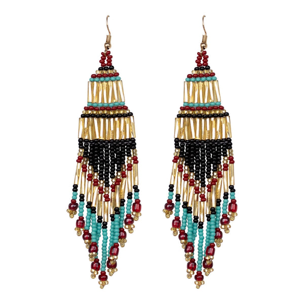 Encuentro beaded Boho earrings - Gold Black-Earrings-Good Tidings