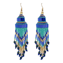Encuentro beaded Boho earrings - Turquoise Electric Blue-Earrings-Good Tidings