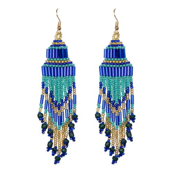 Encuentro beaded Boho earrings - Turquoise Electric Blue-Earrings-Good Tidings