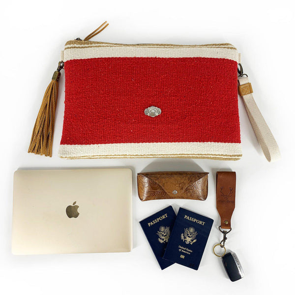 Estepona Clutch Passion Red-Weekender Bags-Good Tidings