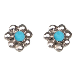 Flower Sterling Silver and Turquoise Studs-Earrings-Good Tidings