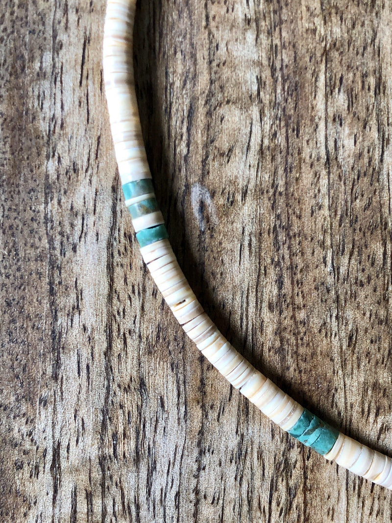 Green Turquoise, Bone and Sterling Silver Necklace-Necklace-Good Tidings