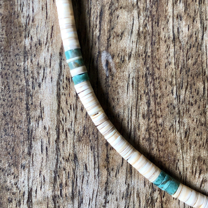 Green Turquoise, Bone and Sterling Silver Necklace-Necklace-Good Tidings