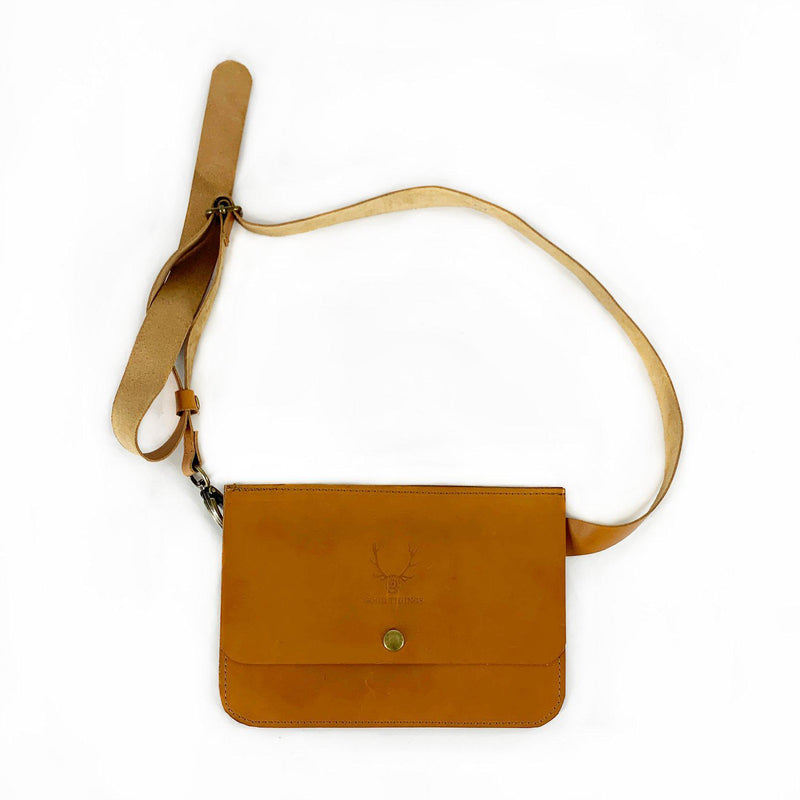One World Belt Bag tan leather-Weekender Bags-Good Tidings