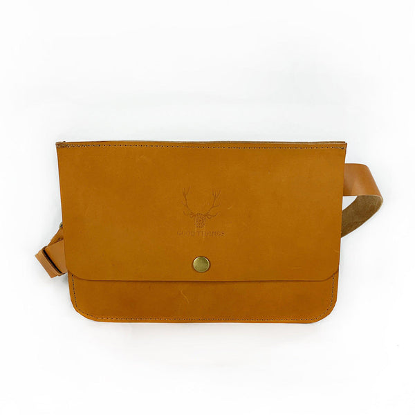 One World Belt Bag tan leather-Weekender Bags-Good Tidings