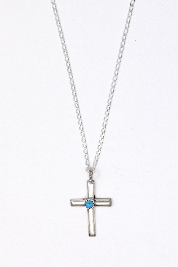 Sterling Silver and Turquoise Cross necklace-Necklace-Good Tidings