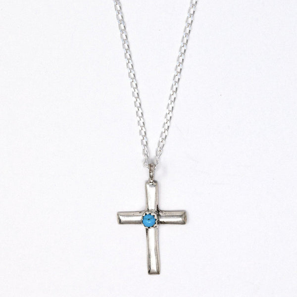 Sterling Silver and Turquoise Cross necklace-Necklace-Good Tidings