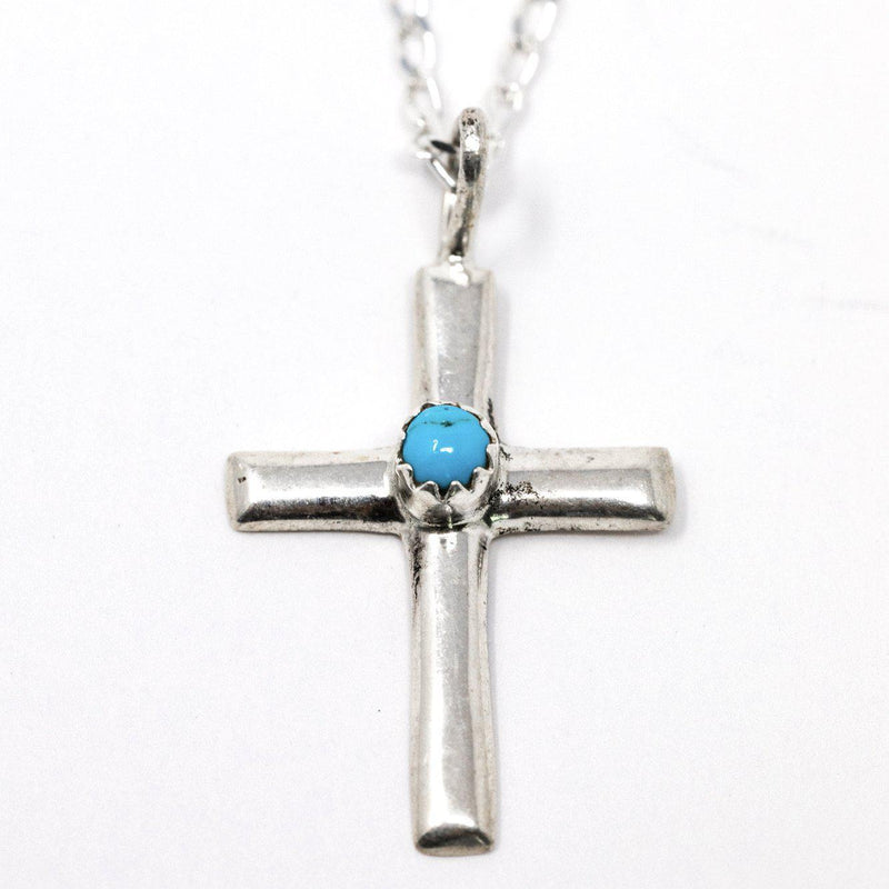 Sterling Silver and Turquoise Cross necklace-Necklace-Good Tidings