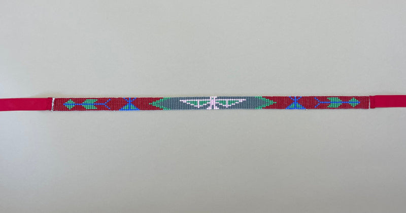 Thunderbird Beaded Hat Band - Red/Grey-Hat-Good Tidings