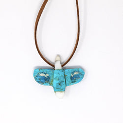 Turquoise Sacred Eagle Necklace on Leather Chain-Necklace-Good Tidings