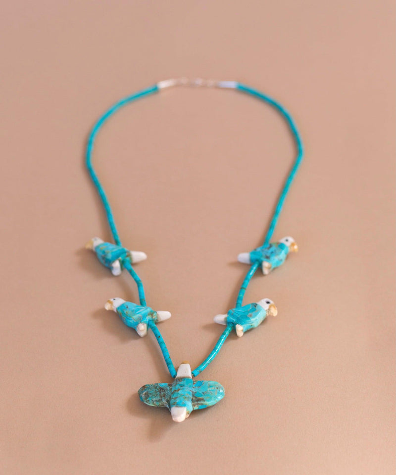 Turquoise Sacred Eagle and Bird Necklace-Necklace-Good Tidings