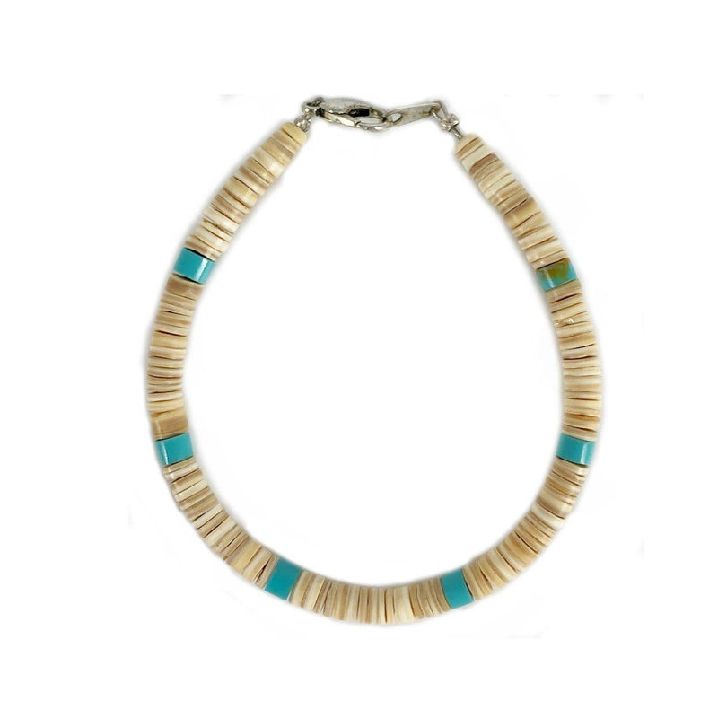 Turquoise, Sterling Silver and Beige Bone Bracelet-Bracelet-Good Tidings
