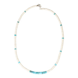 Turquoise, White Bone and Sterling Silver Necklace-Necklace-Good Tidings